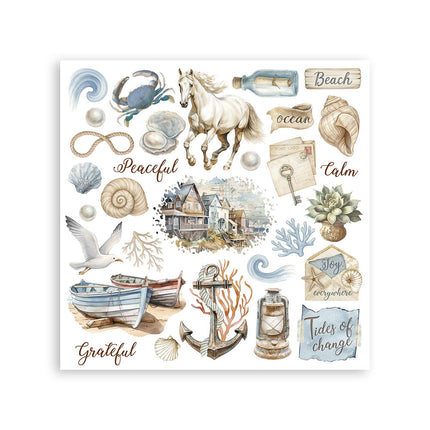 Rub-on Set cm 15,5x15,5 - 6 Seiten Silent Sea