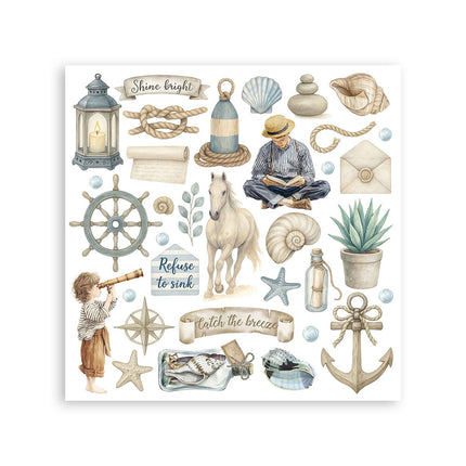 Rub-on Set cm 15,5x15,5 - 6 Seiten Silent Sea