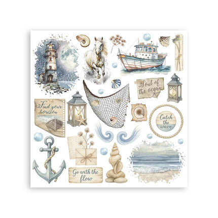 Rub-on Set cm 15,5x15,5 - 6 Seiten Silent Sea