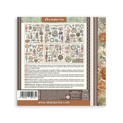 Bedrucktes dekoratives Rub-on Set für Kunst und Handwerk 15,5x15,5 cm - Gärten der Zeit