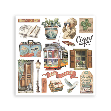 Rub-on Set cm 15,5x15,5 - 6 Seiten Art of Travelling