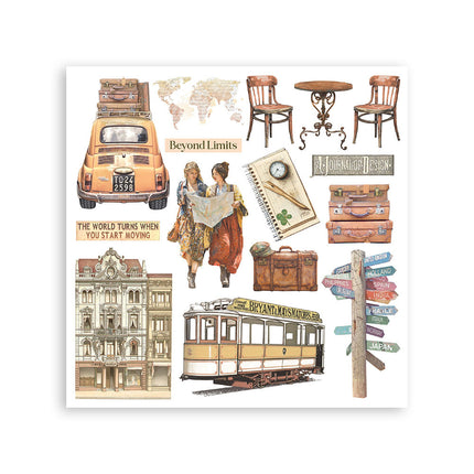 Rub-on Set cm 15,5x15,5 - 6 Seiten Art of Travelling