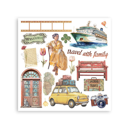 Rub-on Set cm 15,5x15,5 - 6 Seiten Art of Travelling
