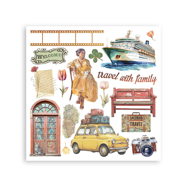 Rub-on Set cm 15,5x15,5 - 6 Seiten Art of Travelling
