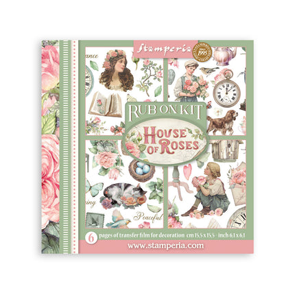 Bedrucktes dekoratives Rub-on Set für Kunst und Handwerk cm 15,5x15,5 - House of Roses