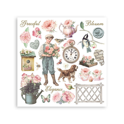 Bedrucktes dekoratives Rub-on Set für Kunst und Handwerk cm 15,5x15,5 - House of Roses