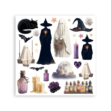 Bedrucktes dekoratives Rub-On-Set für Kunst und Handwerk 15,5x15,5 cm - Halloween