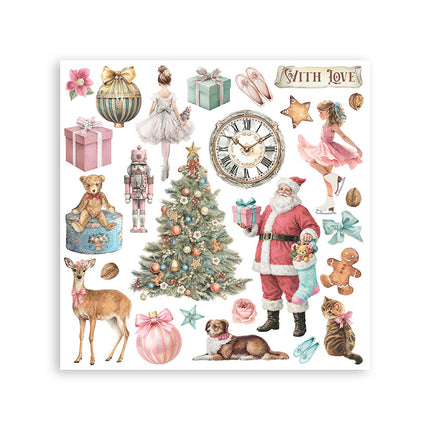 Printed Decorative Rub on kit for Art and Craft cm 15,5x15,5 - Winter Magic