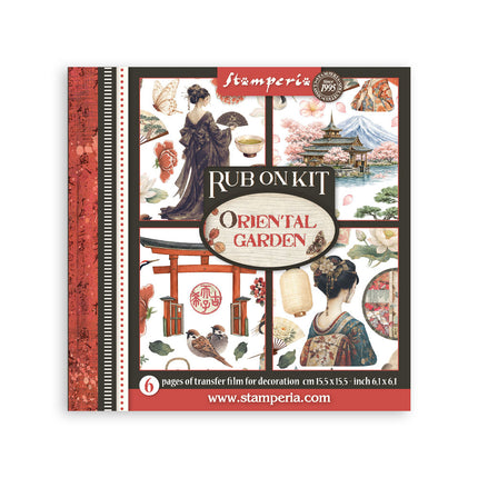 Bedrucktes dekoratives Rub-on Set für Kunst und Handwerk cm 15,5x15,5 - Orientalischer Garten