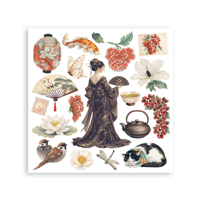 Bedrucktes dekoratives Rub-on Set für Kunst und Handwerk cm 15,5x15,5 - Orientalischer Garten