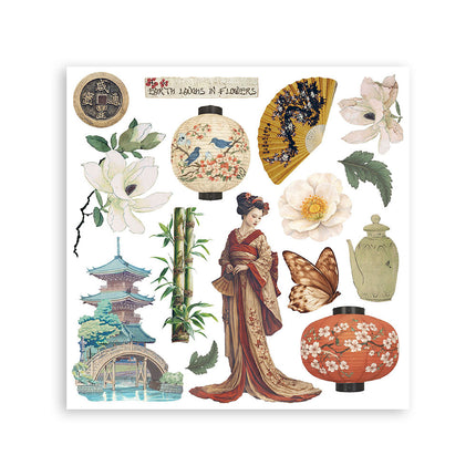 Bedrucktes dekoratives Rub-on Set für Kunst und Handwerk cm 15,5x15,5 - Orientalischer Garten