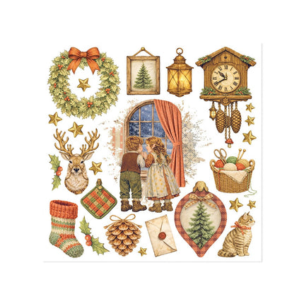 Printed Decorative Rub on kit for Art and Craft cm 15,5x15,5 - Silent Night