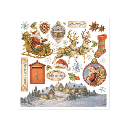 Printed Decorative Rub on kit for Art and Craft cm 15,5x15,5 - Silent Night