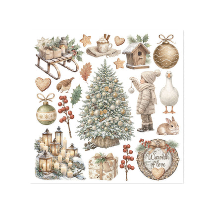 Printed Decorative Rub on kit for Art and Craft cm 15,5x15,5 - White Christmas