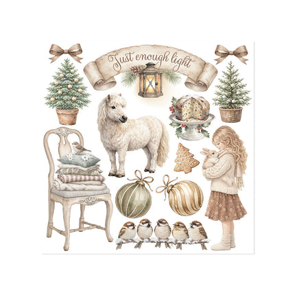 Printed Decorative Rub on kit for Art and Craft cm 15,5x15,5 - White Christmas