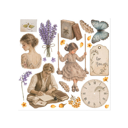 Printed Decorative Rub on kit for Art and Craft cm 15,5x15,5 - Flowers and Poems
