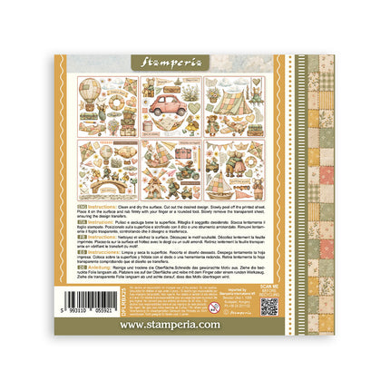 Printed Decorative Rub on kit for Art and Craft cm 15,5x15,5 - Cozy Family