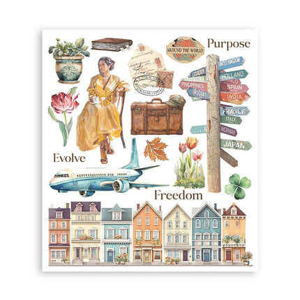 Rub-on Auswahl cm 20,5x23 6 Seiten - Art of Travelling