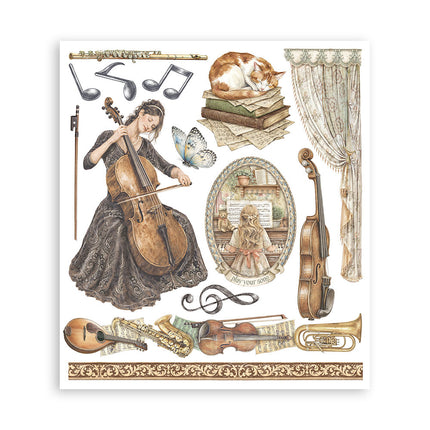 Bedruckte dekorative Rub-on Auswahl für Kunst und Handwerk cm 20,5x23 - Symphony