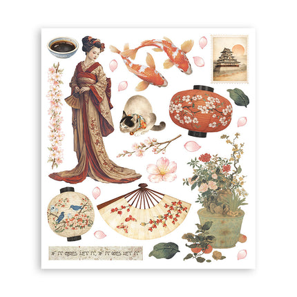 Bedruckte dekorative Rub-on Auswahl für Kunst und Handwerk cm 20,5x23 - Orientalischer Garten