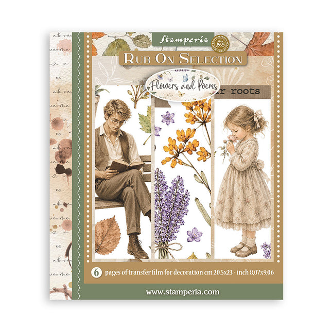 Printed Decorative Rub on selection for Art and Craft cm 20,5x23 - Flowers and Poems