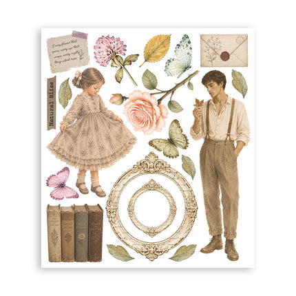 Printed Decorative Rub on selection for Art and Craft cm 20,5x23 - Flowers and Poems