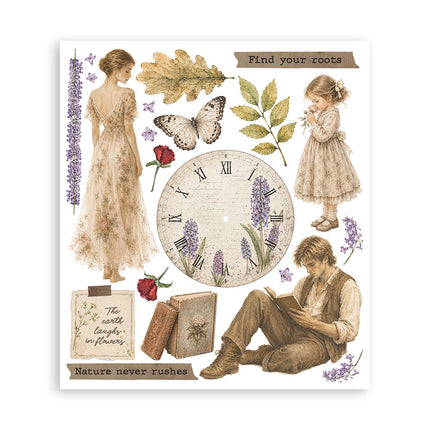 Printed Decorative Rub on selection for Art and Craft cm 20,5x23 - Flowers and Poems