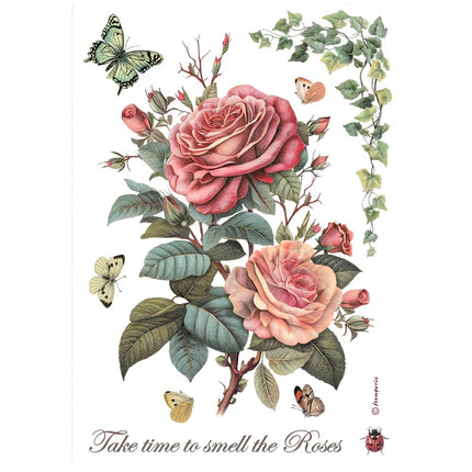 A4 Reispapier verpackt - Große Rose