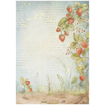 A4 Reispapier verpackt - Hidden Grove Erdbeeren