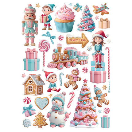 A4 Reispapier verpackt - Candy Christmas Elemente