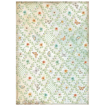A4 Reispapier verpackt - Daisy Art Blumen- und Schmetterlingsmuster