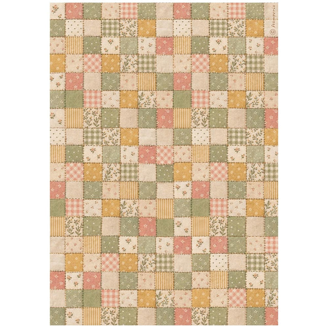 Printed A4 Rice paper for Art and Craft - Cozy Family fabric