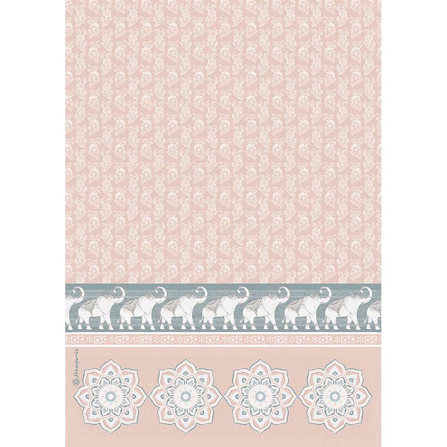 A4 Reispapier verpackt Elefanten rosa Hintergrund
