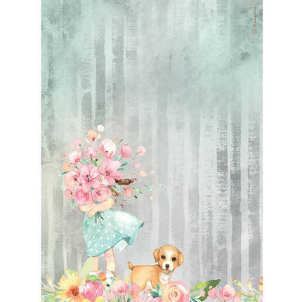 A4 Reispapier Packung - Circle of Love Strauß und Hund