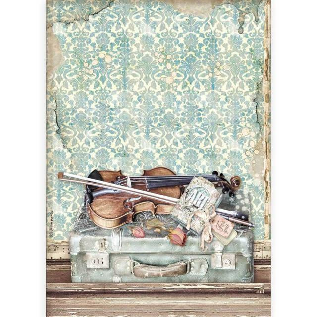 A4 Reispapier Packung - Violine und Reisen