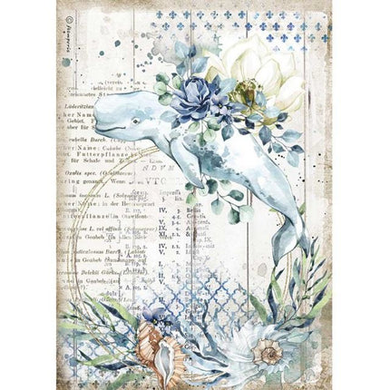 A4 Reispapier Packung - Romantischer Sea Dream Wal