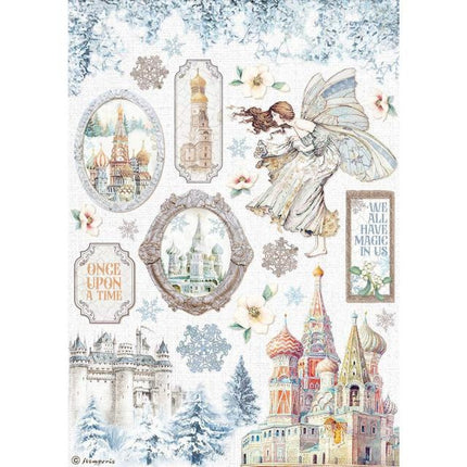 A4 Reispapier Packung - Wintergeschichten Schloss
