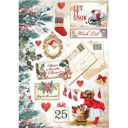 A4 Reispapier Packung - Romantische Weihnachten Let it snow Karten
