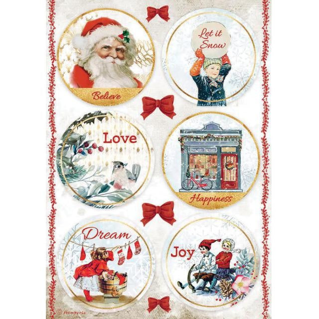 A4 Reispapier Packung - Romantische Weihnachten Runden