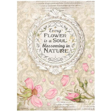 A4 Reispapier-Packung - Romantic Garden House Rahmen mit Zitat