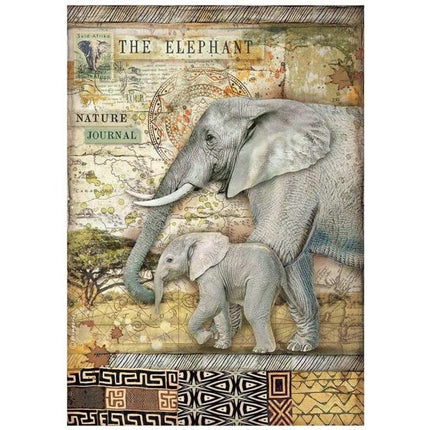A4 Reispapier-Packung - Savana Der Elefant