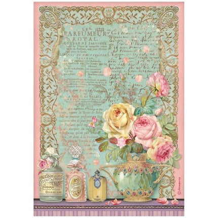 A4 Reispapier verpackt - Rose Parfum Parfumeur royal