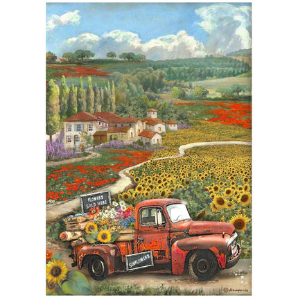 A4 Reispapier verpackt - Sunflower Art Oldtimer  