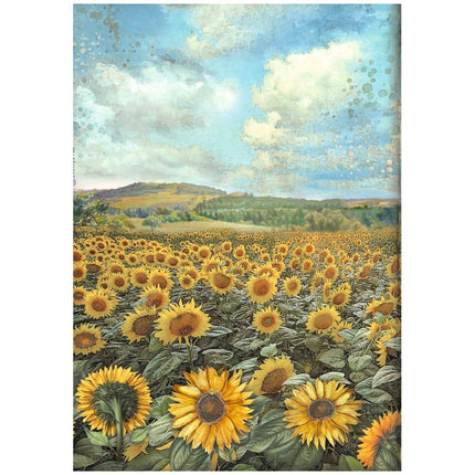 A4 Reispapier verpackt - Sunflower Art Landschaft  
