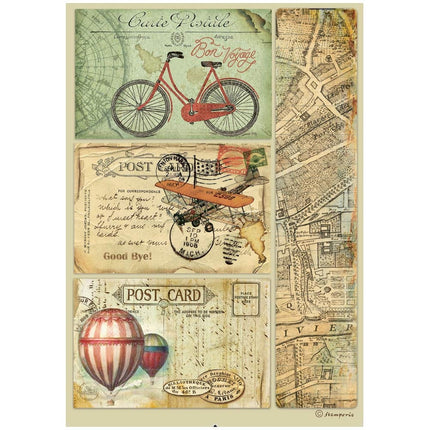 A4 Reispapier verpackt - Around the world Postkarte