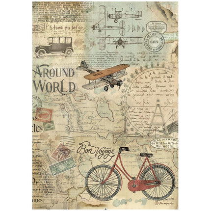 A4 Reispapier verpackt - Around the world Fahrrad