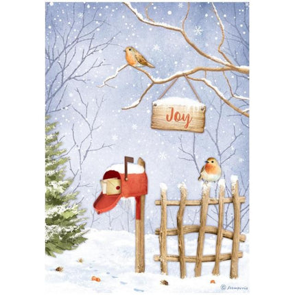 A4 Reispapier Packung - Wintertal Freude Vögel