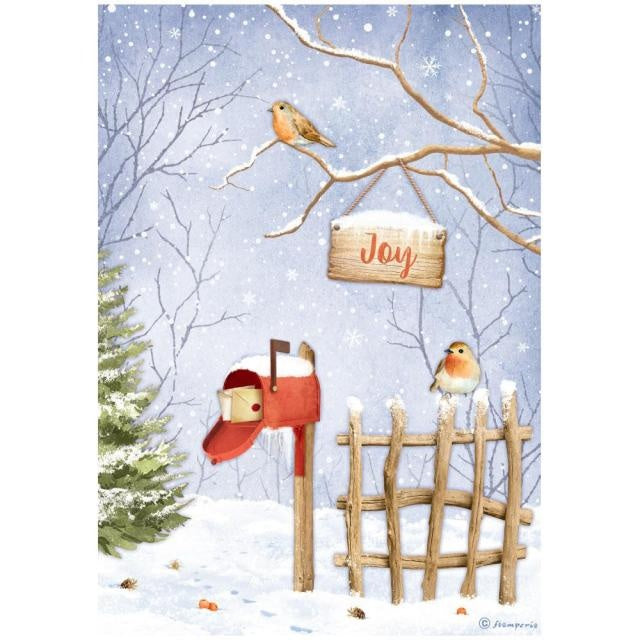 A4 Reispapier Packung - Wintertal Freude Vögel