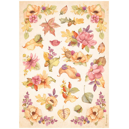 A4 Reispapier verpackt - Woodland Blumen