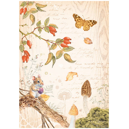 A4 Reispapier verpackt - Woodland Schmetterling